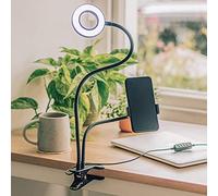 Fizz Creations Selfie Blogging Station (1950) Desk Clamp Ring Light Adj. Stand 3 Levels Phone Holder