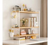 Desktop Shelf Organizer, 2 Tier Desktop Shelf Storage Rack for Computer Desk, Desktop Bookshelf with Pegboard Acrylic Panel Accessories, Desk Hutch Storage Shelves(B,3-Tier-L-60CM/23.6IN)