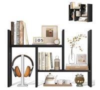 Desktop Shelf Organizer, Adjustable Wood Bookshelf, Office Storage Rack, Home & Study Display Shelf, Versatile Desktop Organizer