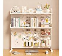 Desktop Shelf Organizer, Desk Hutch Storage Rack Countertop Bookshelf Display Stand for Computer Workspace, Pegboard Storage Workstation Desk Extender Storage Rack(L-80CM/31.5IN,Standing Type)