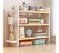 Desktop Shelf with Pegboard, 2/3 Tier Desktop Shelf, Adjustable Desktop Bookshelf Storage Shelves for Computer Desk, Multifunctional Desk Hutch Display Rack for Study(B,60*20*60CM/23.6*7.9*23.6IN)