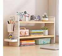 Desktop Shelf with Pegboard, 2/3 Tier Desktop Shelf, Adjustable Desktop Bookshelf Storage Shelves for Computer Desk, Multifunctional Desk Hutch Display Rack for Study(B,40*20*36CM/15.7*7.9*14.1IN)