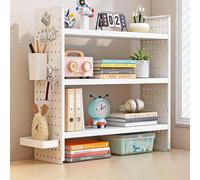 Desktop Shelf with Pegboard, 2/3 Tier Desktop Shelf, Adjustable Desktop Bookshelf Storage Shelves for Computer Desk, Multifunctional Desk Hutch Display Rack for Study(A,40*20*60CM/15.7*7.9*23.6IN)