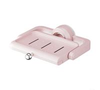 Desktop Soap Holder with Suction Cup for Wall Mounting in For Bathroom or Kitchen, Features Drainage Holes and Water Tray to Extend Soap Life and Organize Sink Area (Light Red)