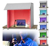 Desktop Soundproof Cover, Microphone Foam Booth Cube, Portable Vocal Booth for Recording, Self Made Sound Booth Box, Isolat Shield Suitable for Studio, Blog, Vocal Use,Purple