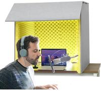 Desktop Soundproof Cover, Microphone Isolation Shield, Portable Vocal Booth For Recording, For Home Studio, Music Recording, Podcasting, Yellow, 80 * 80 * 80cm