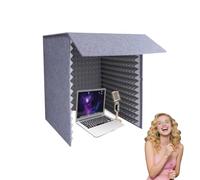 Desktop Soundproof Cover, Portable Recording Booth, Microphone Isolation Booth Cube, Vocal Absorbing Shield, Small Music Recording Studio for Home Studio, Music Recording (Grey, 70x70cm)