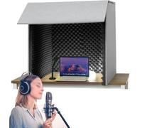 Desktop Soundproof Cover, Portable Vocal Recording Booth, Foldable Vocal Absorbing Shield, Square Microphone Isolation Shield, Microphone Isolation Booth Cube for Home Studio(Black,60 * 60cm)