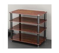 Desktop Speaker Stand & Media Storage Shelf 4Layer Record Player Stereo Cabinet with NonSlip Shock Pads for TV & Audio Equipment (Brown 45x35x48cm)