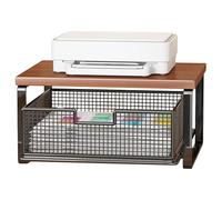 Desktop Stand - 14.57 Inch 2-Tier Metal Wood Shelf Organizer | Printer Stand | Desktop Printer Stand Space Saving for Home,