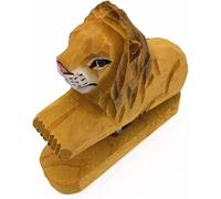Desktop Staplers-Mini Stapler-Handmade Wood Carving Mini Animal Stapler with 1000 Staples for School Office Stationery Children, 12 Sheets(Lion)