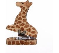 Desktop Staplers-Mini Stapler-Handmade Wood Carving Mini Animal Stapler with 1000 Staples for School Office Stationery Children, 12 Sheets(Giraffe)