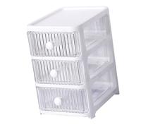 Desktop Storage Box with Drawers Multi Layers Transparent Stackable Desk Organizer for Home Office, Plastic (3 Tier)
