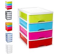 Desktop Storage Drawer Organizer with 4 Drawers, Plastic Jewelry Storage Box, Stationery Organizer Cabinet for Office Desk, Makeup Accessories, Craft Supplies