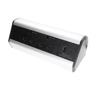 Desktop Table Desk Mountable PDU 2 x UK Sockets & USB-A/C Ports Power Pod Black