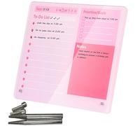Desktop Thickened Acrylic Dry Erase Board to do List Planner Board，12"x10"，Tabletop Whiteboard with Stand，Frameless Pink Dry Erase White Board，for Office/Home/School