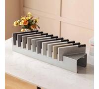 Desktop Tile Display Rack for Trade Shows & Retail Stores - Small Marble Slab Stand with 10 Card Slots Porcelain Tile Sample Shelf (Silver) - Ideal for Retail Merchandising & Sample Presentation