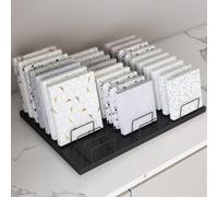 Desktop Tile Display Rack with 30 Card Slots, Large Capacity Glass Sample Holder, Metal Ceramic Tile Door Stand Holder, Marble Slab Storage Holder for Exhibition Halls