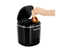 Desktop Trash Can, 2.6L Small Waste Paper Bin with Press Type Lid, Countertop Garbage Bin, Portable Trash Can, Table Waste Basket for Bathroom Kitchen Bedroom Home Office School Car