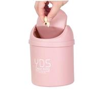 Desktop Trash Can 5 x 8" Mini Countertop Trash Can Creative Small Trash Can with Swing Lid Safe Tiny Garbage Bin Plastic Waste Basket for Home, Office, Kitchen, Bedroom Countertop Trash Can Small Tras