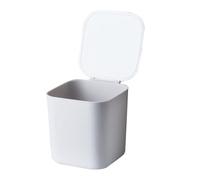 Desktop Trash Can with Flip Lid, Plastic Tabletop Bin for Office Makeup | White Round-edge Organiser for Bread Crumbs, Pens and Stationery, Suitable for School Desks or Vanity Tabletops