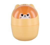 Desktop Trash Can with Lid, Cute Mini Desk Bin, Plastic Garbage Bin for Office Bedroom, Small Cartoon Bear Flip-Type Dustbin, Removable Pen Holder (Orange)