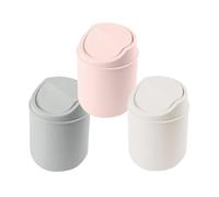 Desktop Trash Can with Lid Swing-Lid, 6.3'' Mini Trash Can for Desk, Tiny Countertop Garbage Bin, Tabletop Waste Basket (Three pieces)