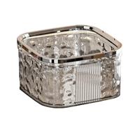 Desktop Trash Can with Pop-Up Lid - Clear Glacier Texture Small Waste Bin