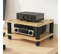 Desktop Video Audio Rack AV Media Stand, Open Stereo Cabinet | Corner Component Shelf, Portable DVD CD Rack for Computer Desk Home Living Room(Teak,4 tiers)
