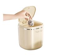 Desktop Waste Basket - Press Lid Cover, 2.6L Mini Trash Can Container Box, Tiny Countertop Garbage Bin Holder, Desk Supports Cute Makeup Storage Organizer | For Bedroom Car Kitchen Dorm