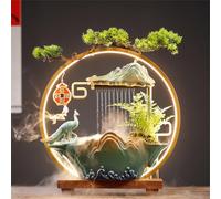 Desktop water fountain, Indoor Waterfall Fountain with Mist LED Light, Attract Wealth Zen Garden Decor,Japanese Feng Shui Decor for Good Luck and Wealth,Barge