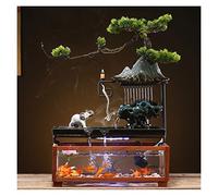 Desktop Waterfall Circulating Water Small Fish Tank Lucky Feng Shui Jewelry Object Living Room Office Desktop Tabletop Fountains Décor (Color : E) (White)