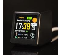 Desktop Weather Clock With 1.54 Inch IPS Screen And Automatic Brightness Adjustment For Night Viewing(Black)