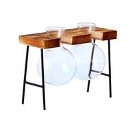 Desktops Plant Terrariums With Wooden Stand Propagations Stations Elegant Clear Glass Bulb Vase Planter For Hydroponics