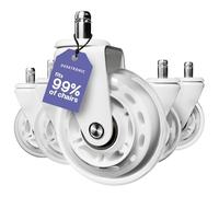 Desktronic Castor Wheels - Set of 5 - Rubber Replacement Wheels for Furniture & Office Chairs - Durable & Smooth Rolling - Black, 250kg Capacity, 11x22mm - Safe for All Floors, White (NOT 1KEA)