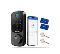 DESLOC B200 Fingerprint Smart Door Lock, Keyless Entry Door Lock, App Control, Smart Locks for Front Door, Smart Deadbolt Lock, Touchscreen Keypad, Emergency Power Port, 12 Months Battery, IP54