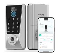 DESLOC Smart Lock D110 Plus, Fingerprint Keyless Entry Door Lock, Built-in Wi-Fi, App Remote Control, Smart Locks for Front Door, Keypad Deadbolt with LockVue Display, IP54, BHMA Grade3, Silver