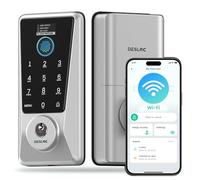 DESLOC Smart Lock D110 Plus, Fingerprint Keyless Entry Door Lock, Built-in Wi-Fi, App Remote Control, Smart Locks for Front Door, Keypad Deadbolt with LockVue Display, IP54, BHMA Grade3, Silver
