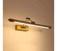 DESLP Bathroom Mirror Front Light Brass, Adjustable LED Over Mirror Lighting Vintage with Stainless Steel Base, 3000K Warm White Waterproof Retro Mirror Cabinet Lights for Toilet Hotel,80cm/16W