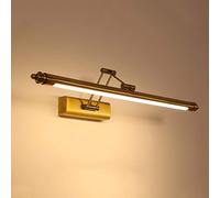 DESLP Bathroom Mirror Front Light Brass, Adjustable LED Over Mirror Lighting Vintage with Stainless Steel Base, 3000K Warm White Waterproof Retro Mirror Cabinet Lights for Toilet Hotel,50cm/8W