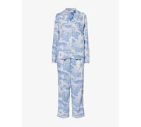 Desmond And Dempsey Womens Desmond And Dempsey Loxodonta Graphic-Print Cotton Pyjamas Blue XS