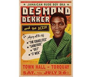 DESMOND DEKKER & THE ACES POSTER LIVE AT TOWN HALL TORQUAY JAMAICAN RUDE BOY SKA