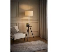 Desmond Side Table Tripod Floor Lamp with Linen Lamp Shade and Bulb ValueLights Black One Size