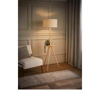 Desmond Side Table Tripod Floor Lamp with Linen Lamp Shade and Bulb ValueLights Natural One Size