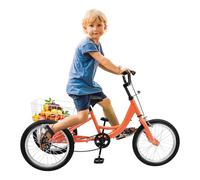 Desnysmf 16 Inch Children's Tricycle Single Speed with Basket Kids Balance Bike Adjustable Handlebar & Saddle, for Ages 5-7 Years Old Boys and Girls, Gifts for Children, Light Orange
