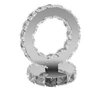 Desnysmf 220V LED Bling Table Lamp Shade Glitter Romany Sparkly Crushed Diamond Silver Round Crystal Bedside Table Lamp with Long Power Cord & Convenient Switch, Clear, 15 * 25cm(D*H)