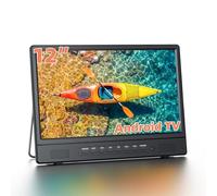 Desobry 12 Inch Portable Smart TV with Android System, Mini Kitchen TV with HDMI USB AV Headphone, DVB-T2 Freeview Compatible, 180° Adjustable Stand, Small TV for Caravan Campervan Motorhome Bedroom