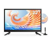 Desobry 22 Inch Small TV with Built-in DVD Player, 1080P Mini television Built-in DVB-T2 tuner Antenna, HDMI/USB/AV Input - 12V TV-DVD Combo for Motorhomes, Caravans, Kitchen and Bedroom