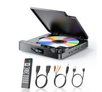 Desobry DVD Player for TV 1080P | Multi region free, HDMI/AV output and USB/TF Card input, with cables and remote control, Mini DVD for children/elderly/family