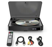 DESOBRY Mini DVD Player for TV with HDMI, USB and AV, Black | Small DVD player with 1080p upscaling, remote, HDMI and RCA cables; plays regions 1-6 and does not play Blu-ray.